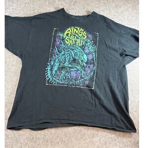 Rings Of Saturn Alien Shirt Men Black Graphic Heavy Metal Deathcore Band Tee 2XL